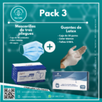 Mascarillas 3 pliegues (50 Unid.) + Guantes Látex blanco (100 Unid.)(Pack 3)