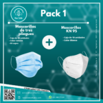 Mascarillas de 3 pliegues (50UN)+ Mascarillas KN95 (10)(Pack 1)