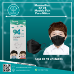 Mascarillas KN95 modelo Fish para niños Negro (10 unidades)