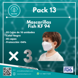 Mascarillas FISH KF94 Blancas Niños (10 und.) 3 Cajas (Pack 13)