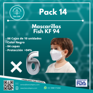 Mascarillas FISH KF94 Blancas Niños (10 und.) 6 Cajas (Pack 14)